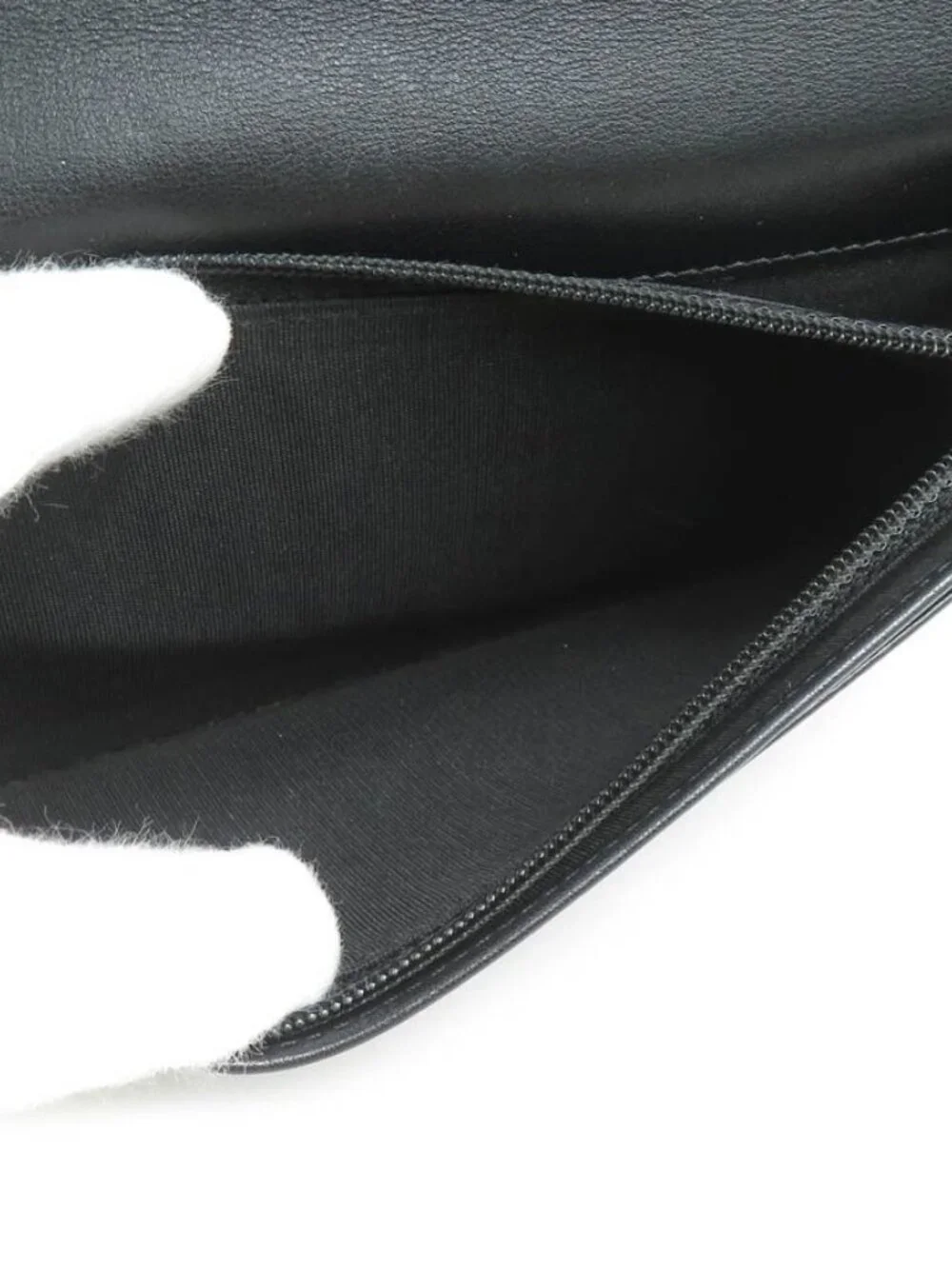 CHANEL CC Logo Bifold Long Wallet Black Leather -